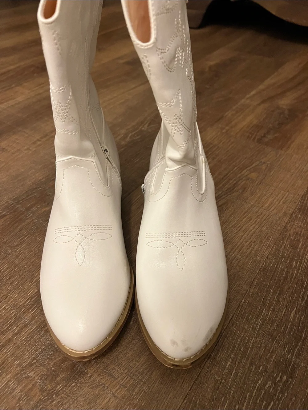 Kids White Western Pull-On Cowboy Boots